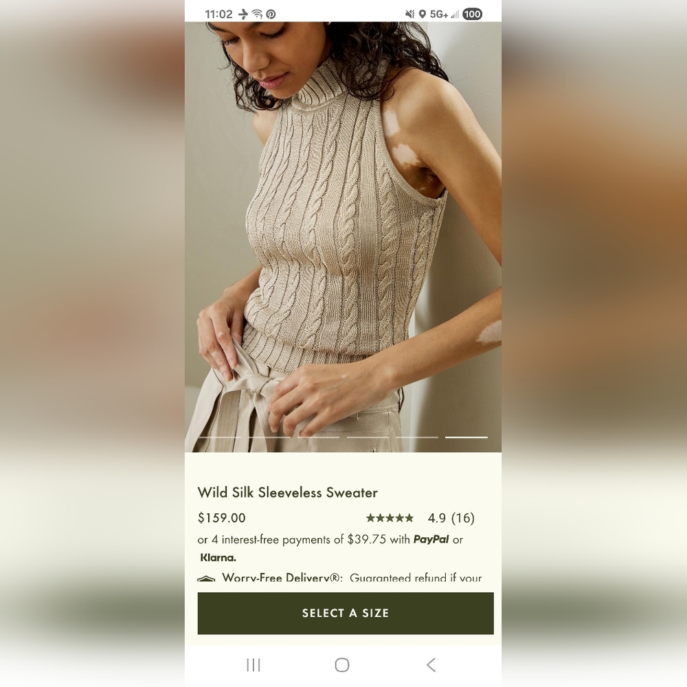 Sleeveless Cable-Knit Mock Neck Tank Top — Taupe